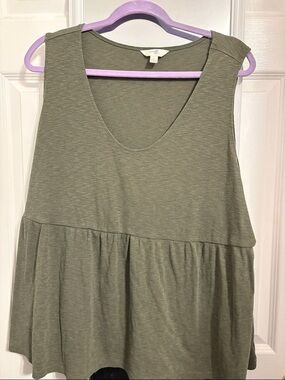 Terra & Sky Olive Peplum Tank Top size 2X pt 27 inches